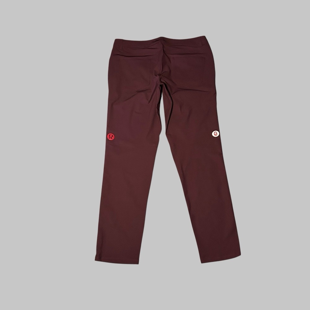 Lululemon ABC Mens 36x33 Burgundy Red Canada Olympics Big Logo Slim Fit Pants